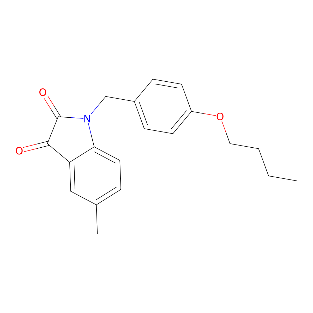 1-(4-butoxybenzyl)-5-methyl-1H-indole-2,3-dione molecular structure, CAS 620931-44-4