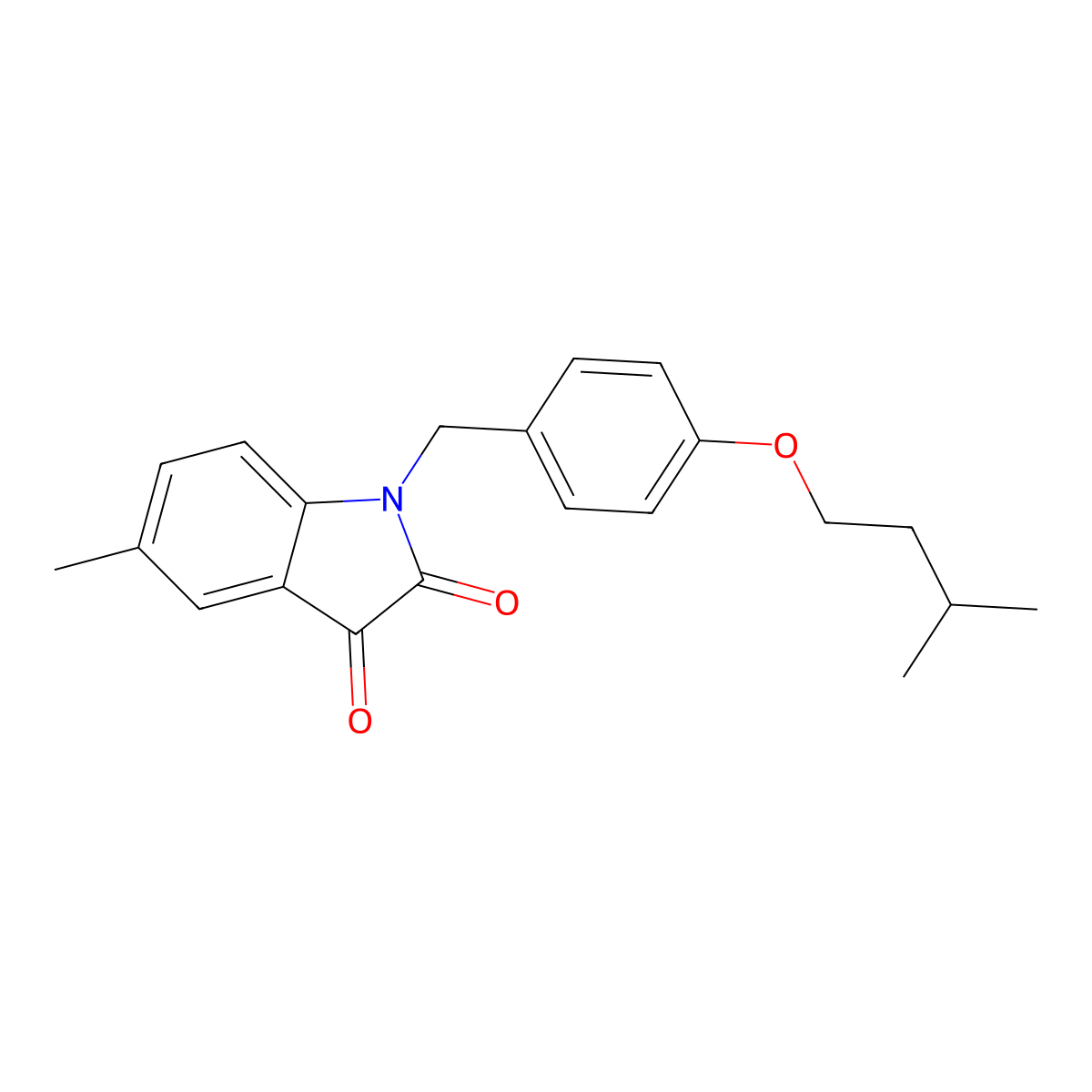 1-(4-(Isopentyloxy)benzyl)-5-methylindoline-2,3-dione molecular structure, CAS 620931-45-5