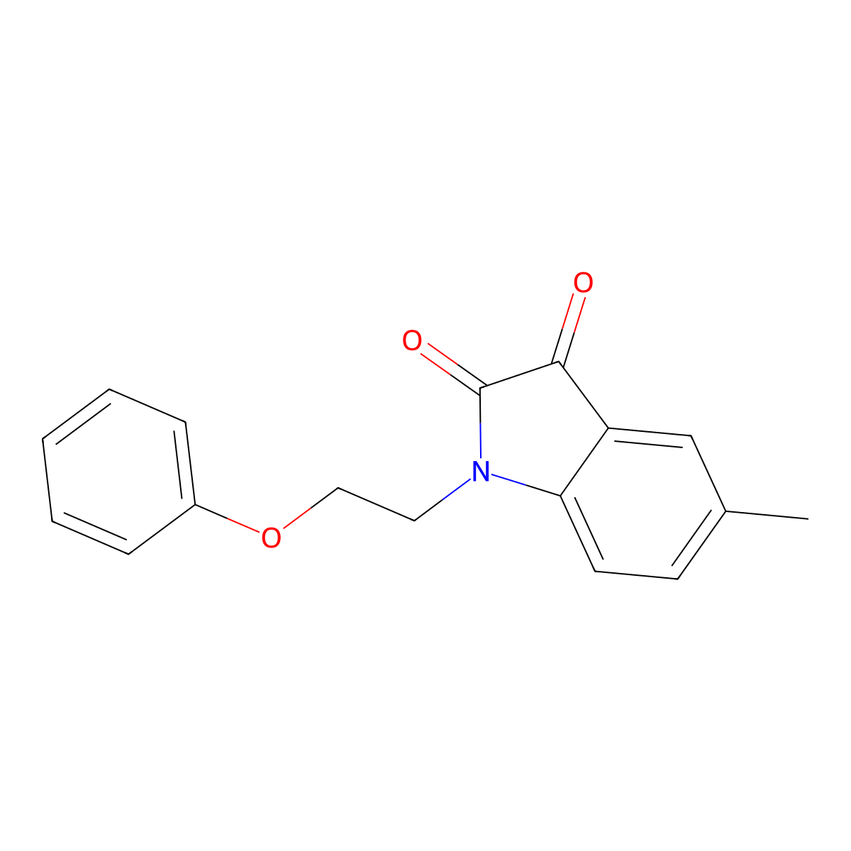 5-Methyl-1-(2-phenoxyethyl)indole-2,3-dione molecular structure, CAS 620931-47-7