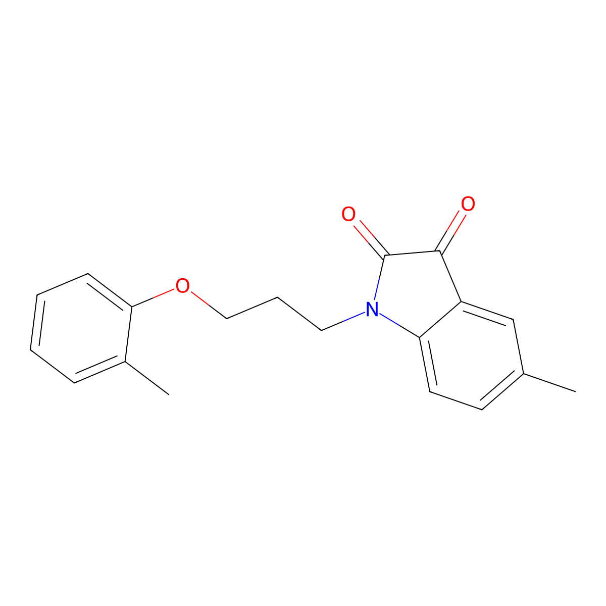 5-Methyl-1-[3-(2-methylphenoxy)propyl]indole-2,3-dione molecular structure, CAS 620931-59-1