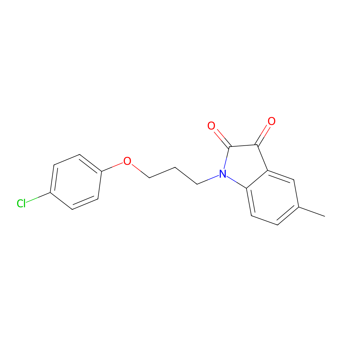 1-(3-(4-Chlorophenoxy)propyl)-5-methylindoline-2,3-dione molecular structure, CAS 620931-65-9
