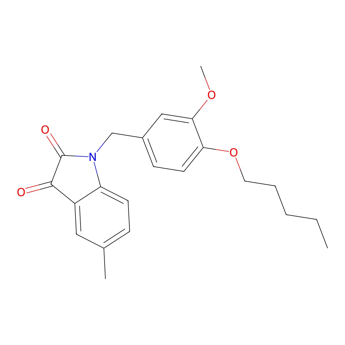 1-[3-methoxy-4-(pentyloxy)benzyl]-5-methyl-1H-indole-2,3-dione molecular structure, CAS 620931-76-2