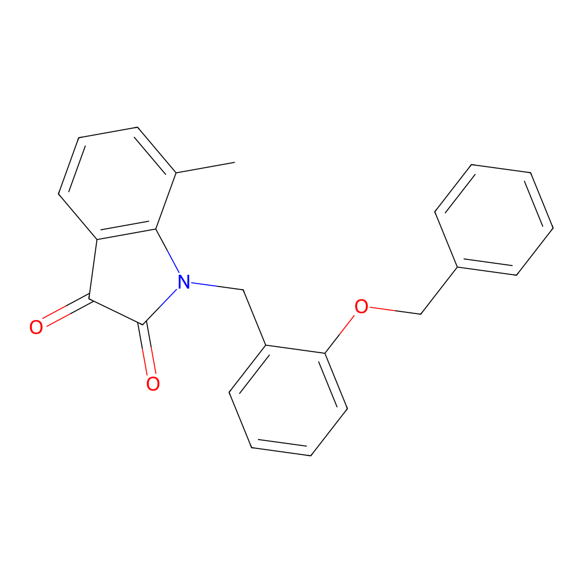 1-(2-(Benzyloxy)benzyl)-7-methylindoline-2,3-dione molecular structure, CAS 620931-99-9