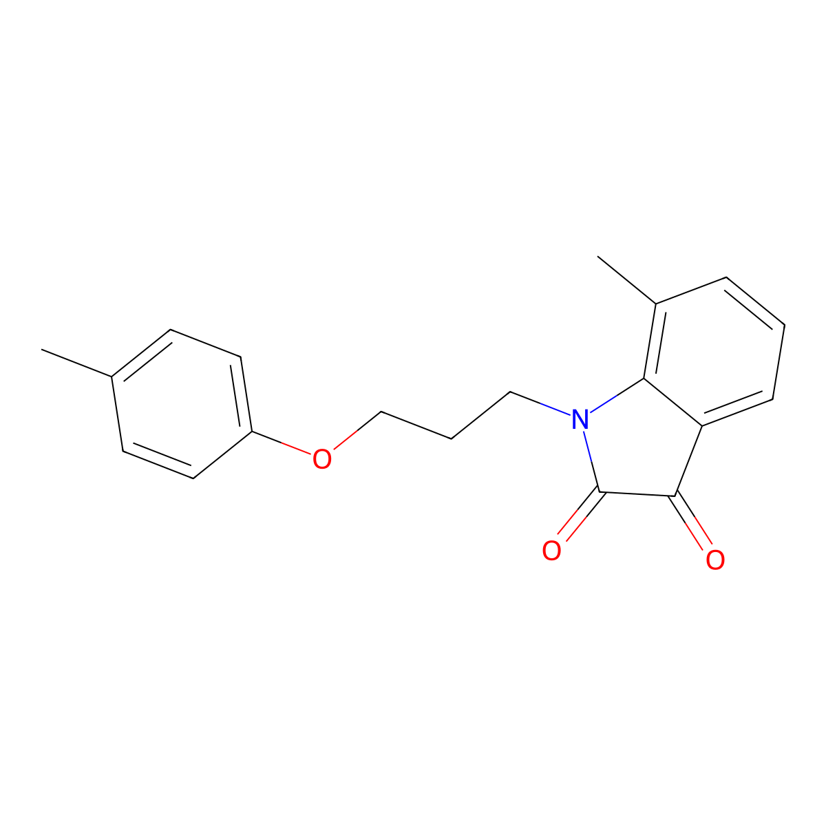 7-Methyl-1-(3-p-tolyloxy-propyl)-1H-indole-2,3-dione molecular structure, CAS 620932-23-2