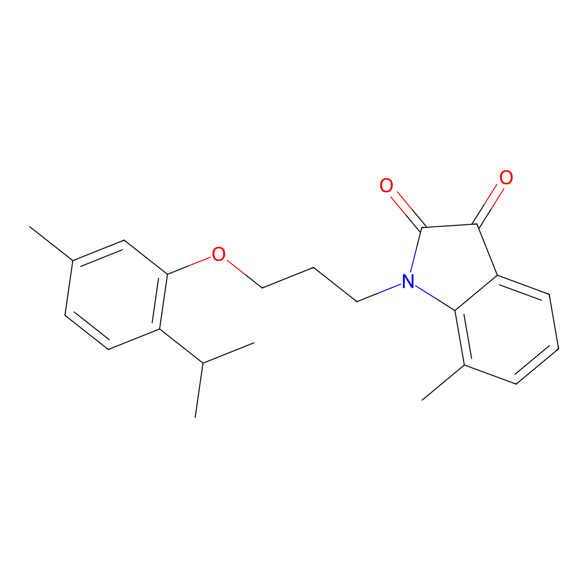 1-(3-(2-Isopropyl-5-methylphenoxy)propyl)-7-methylindoline-2,3-dione molecular structure, CAS 620932-25-4