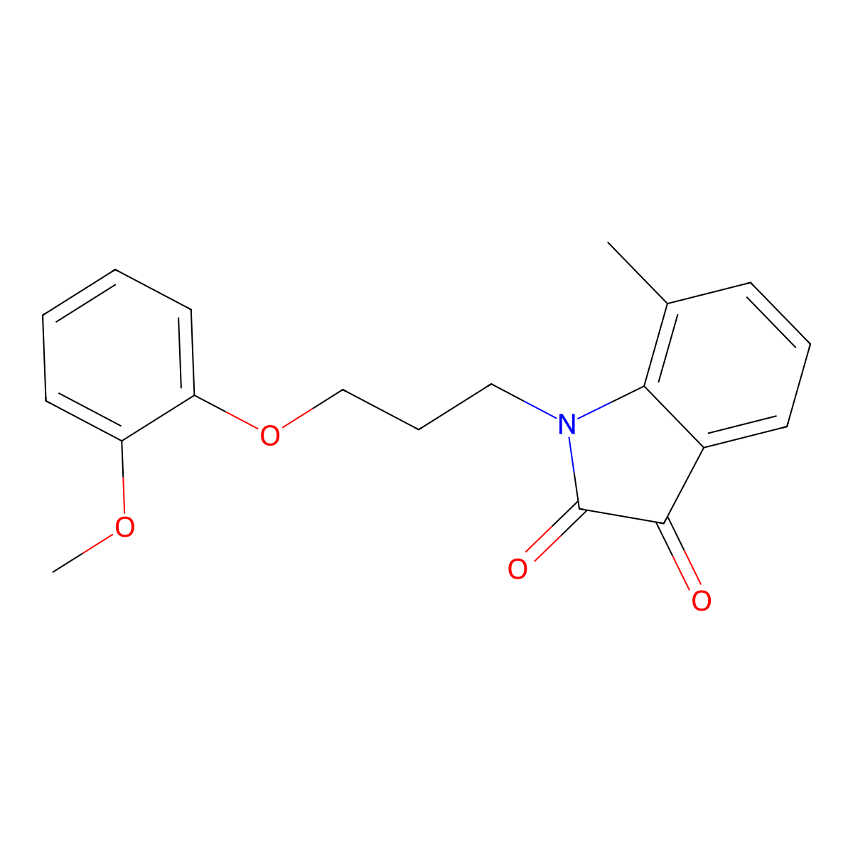 1-[3-(2-Methoxyphenoxy)propyl]-7-methylindole-2,3-dione molecular structure, CAS 620932-26-5