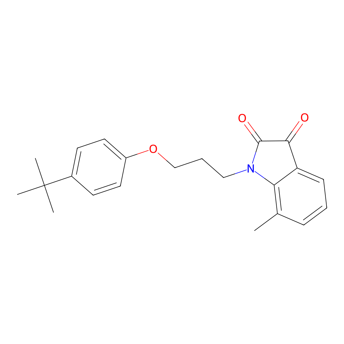 1-[3-(4-Tert-butylphenoxy)propyl]-7-methyl-isatin molecular structure, CAS 620932-30-1