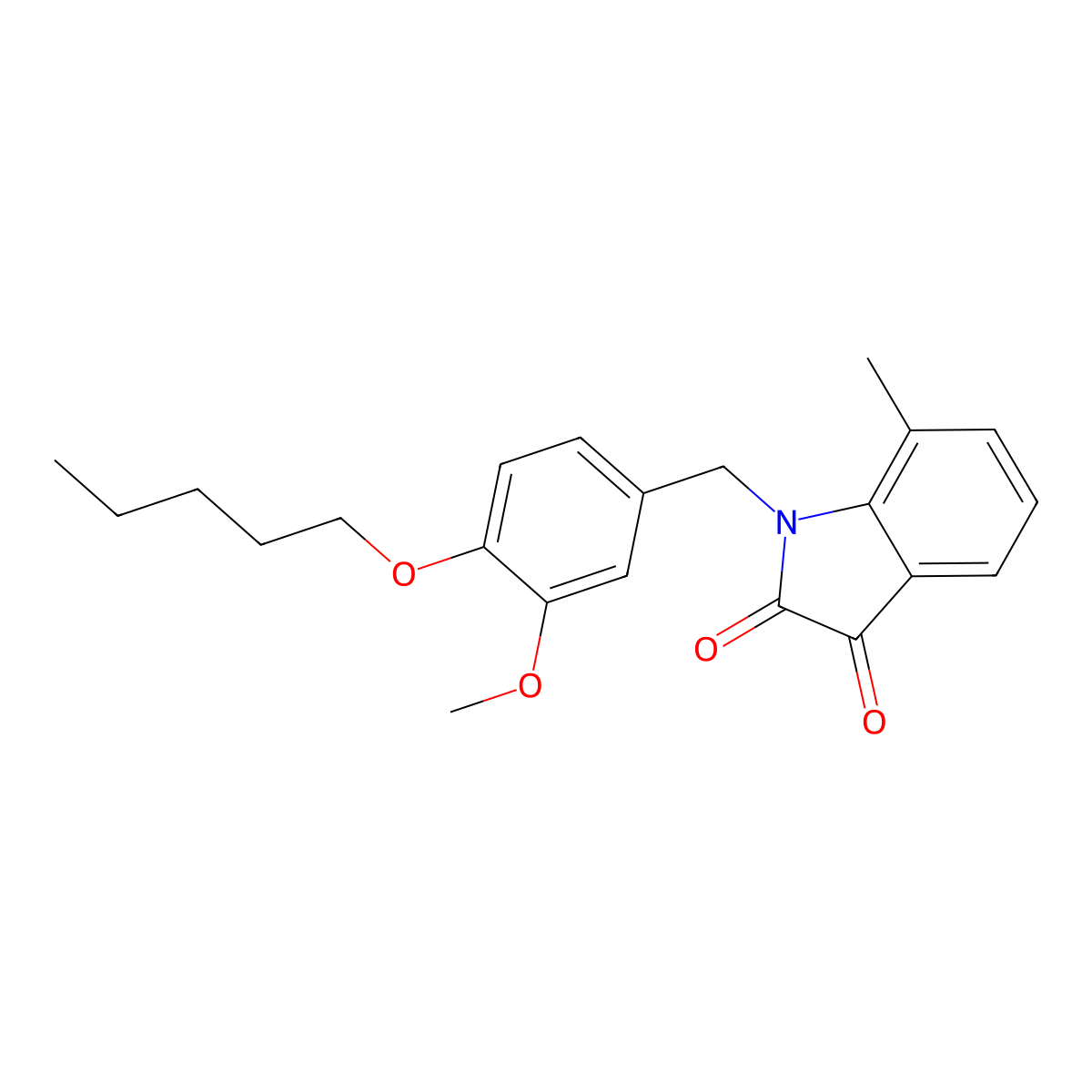 1-[3-methoxy-4-(pentyloxy)benzyl]-7-methyl-1H-indole-2,3-dione molecular structure, CAS 620932-38-9
