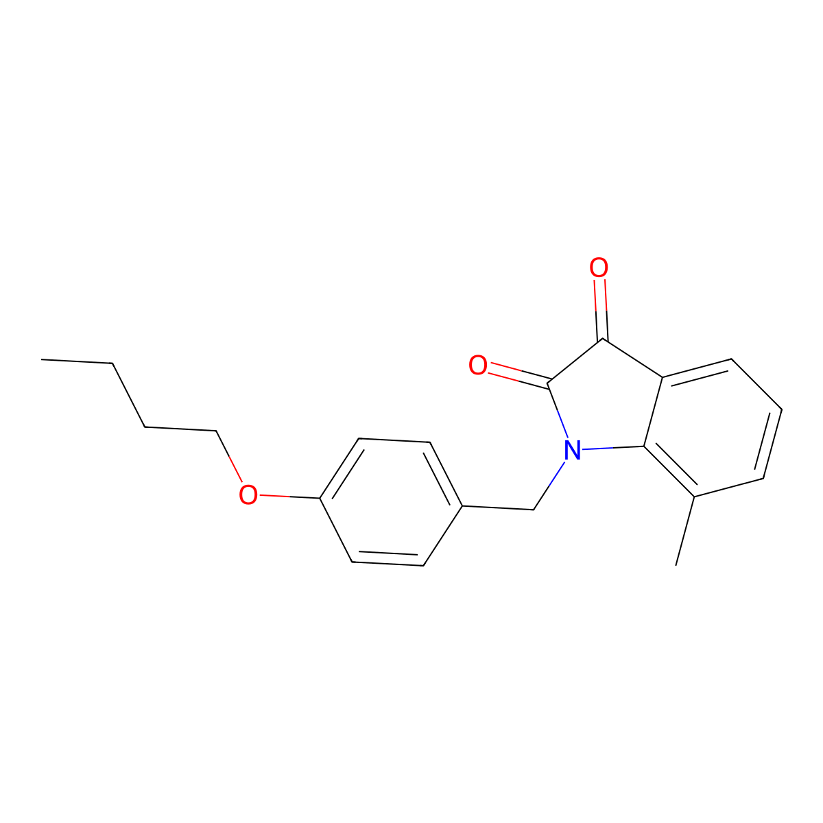 1-(4-butoxybenzyl)-7-methyl-1H-indole-2,3-dione molecular structure, CAS 620932-45-8