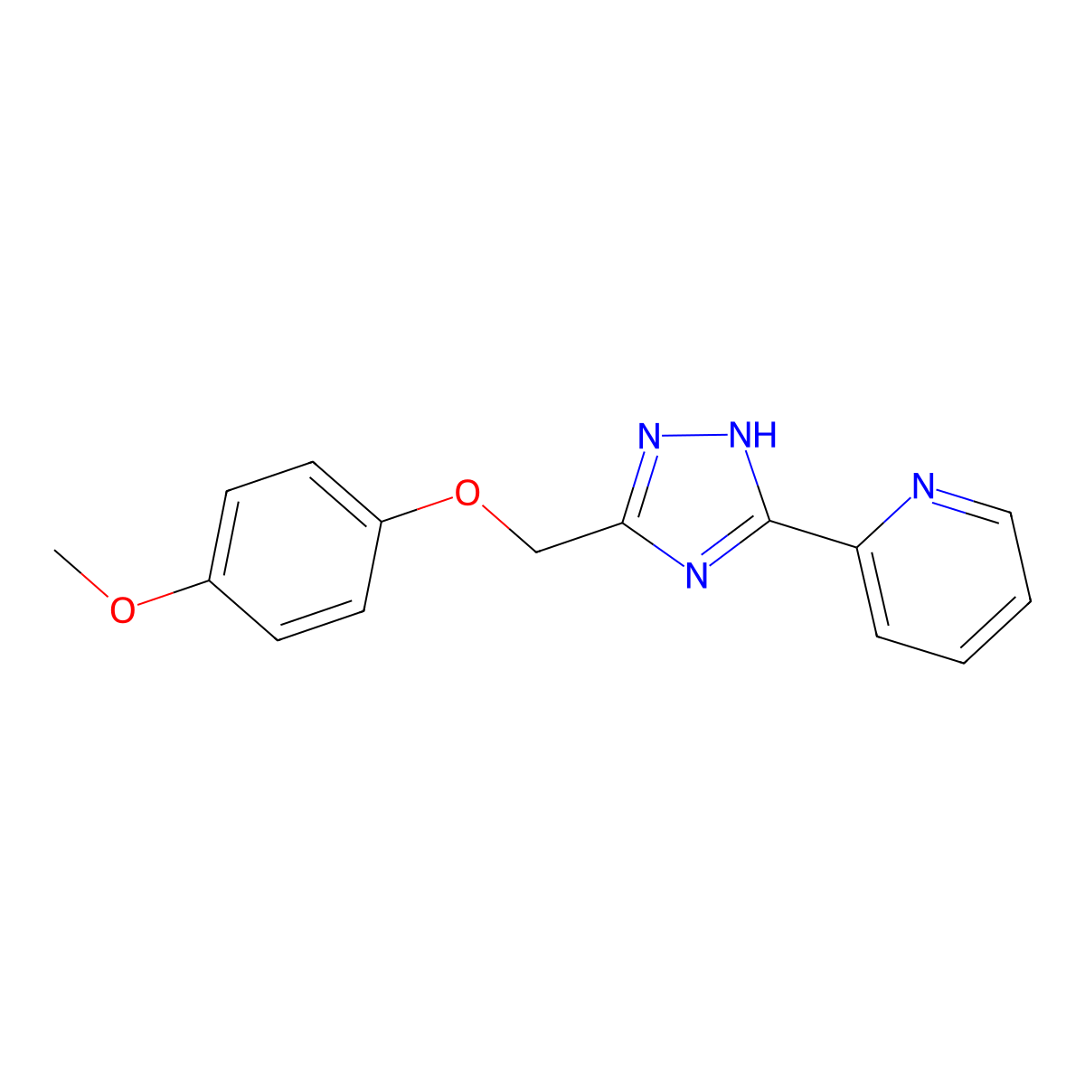 2-{3-[(4-methoxyphenoxy)methyl]-1H-1,2,4-triazol-5-yl}pyridine molecular structure, CAS 620934-95-4