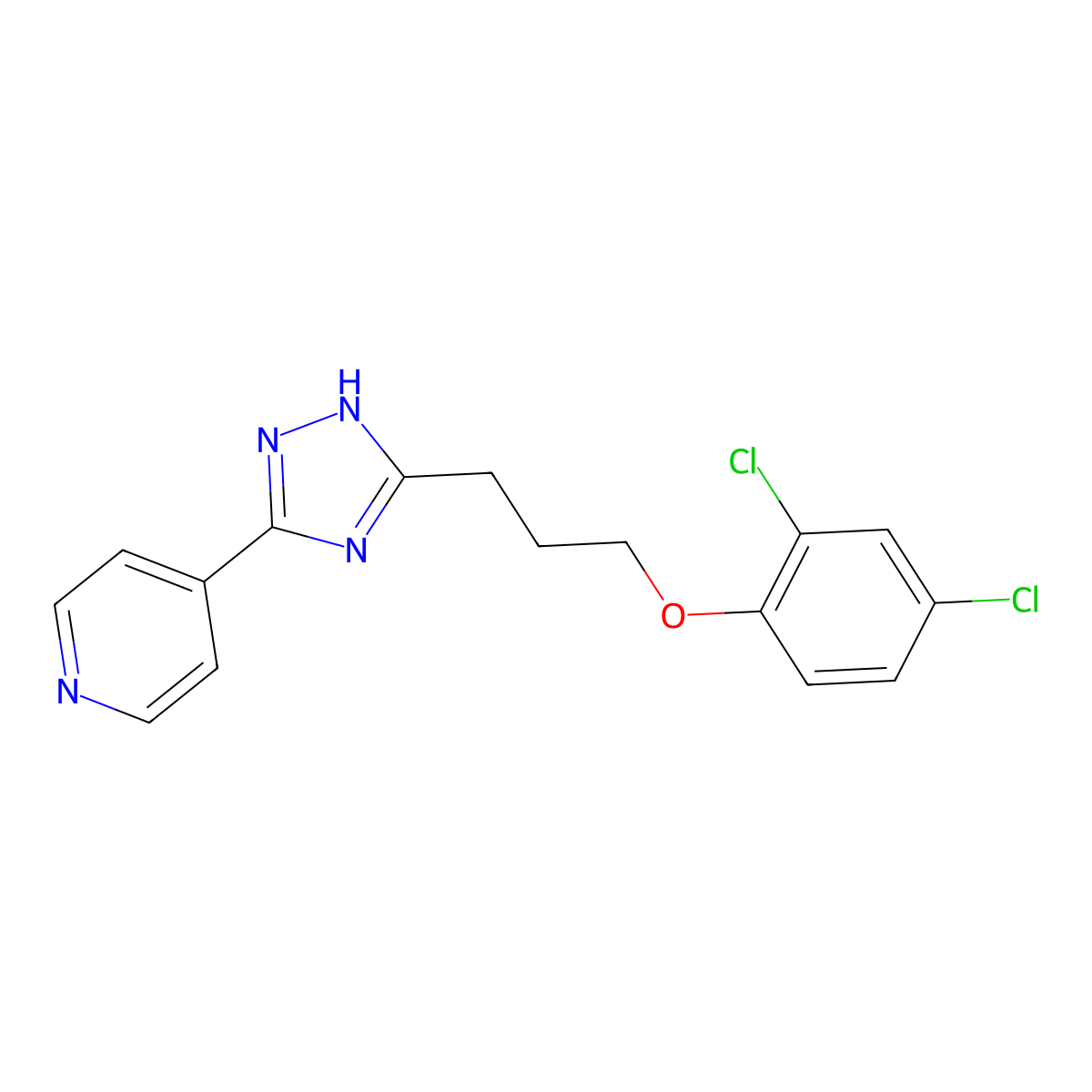 4-{3-[3-(2,4-dichlorophenoxy)propyl]-1H-1,2,4-triazol-5-yl}pyridine molecular structure, CAS 620935-31-1