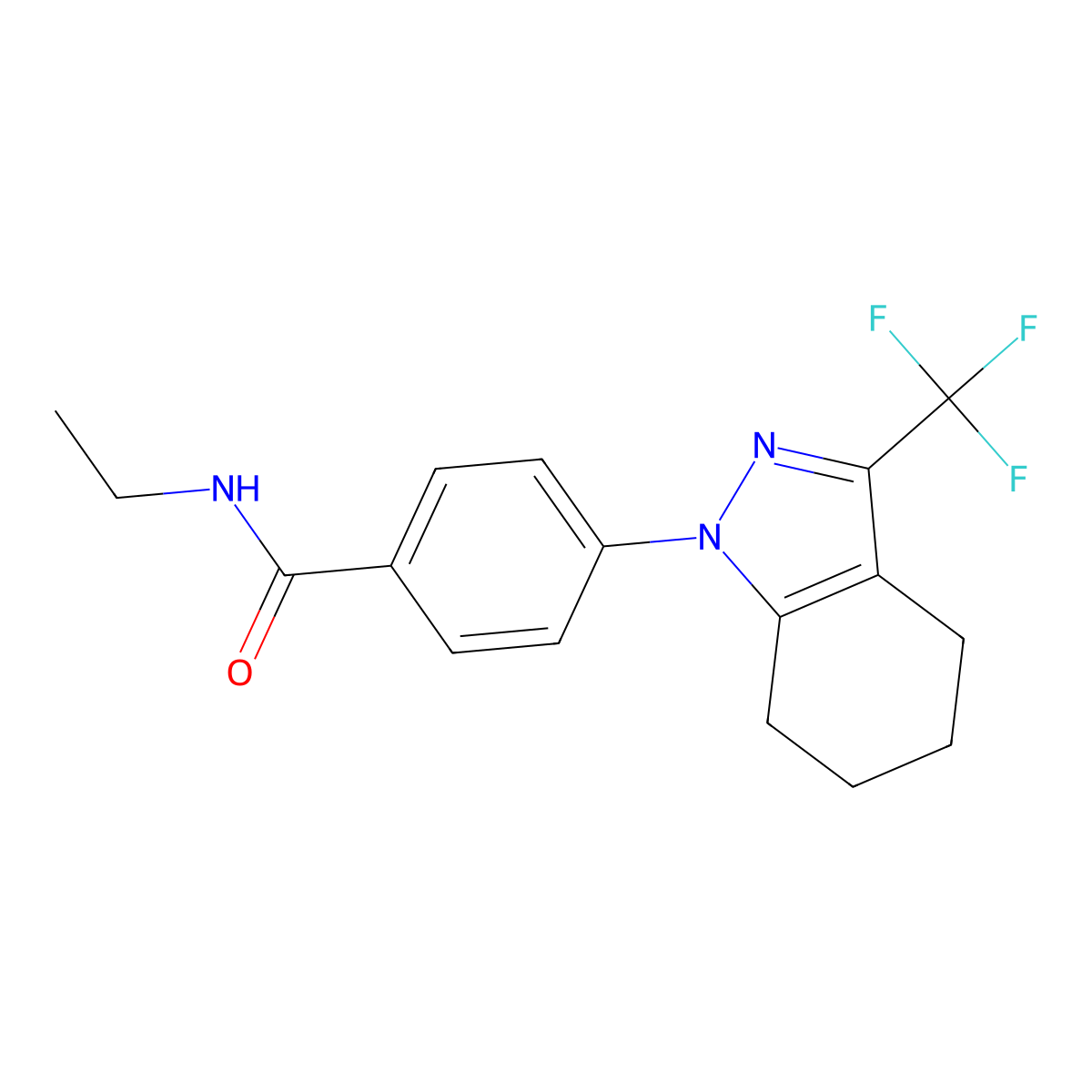 N-ethyl-4-[3-(trifluoromethyl)-4,5,6,7-tetrahydro-1H-indazol-1-yl]benzamide molecular structure, CAS 620939-94-8