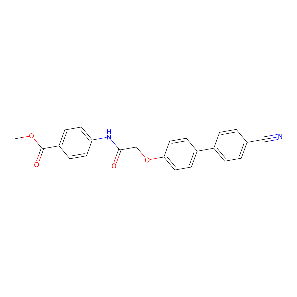 Methyl 4-[[2-[4-(4-cyanophenyl)phenoxy]acetyl]amino]benzoate molecular structure, CAS 620941-04-0