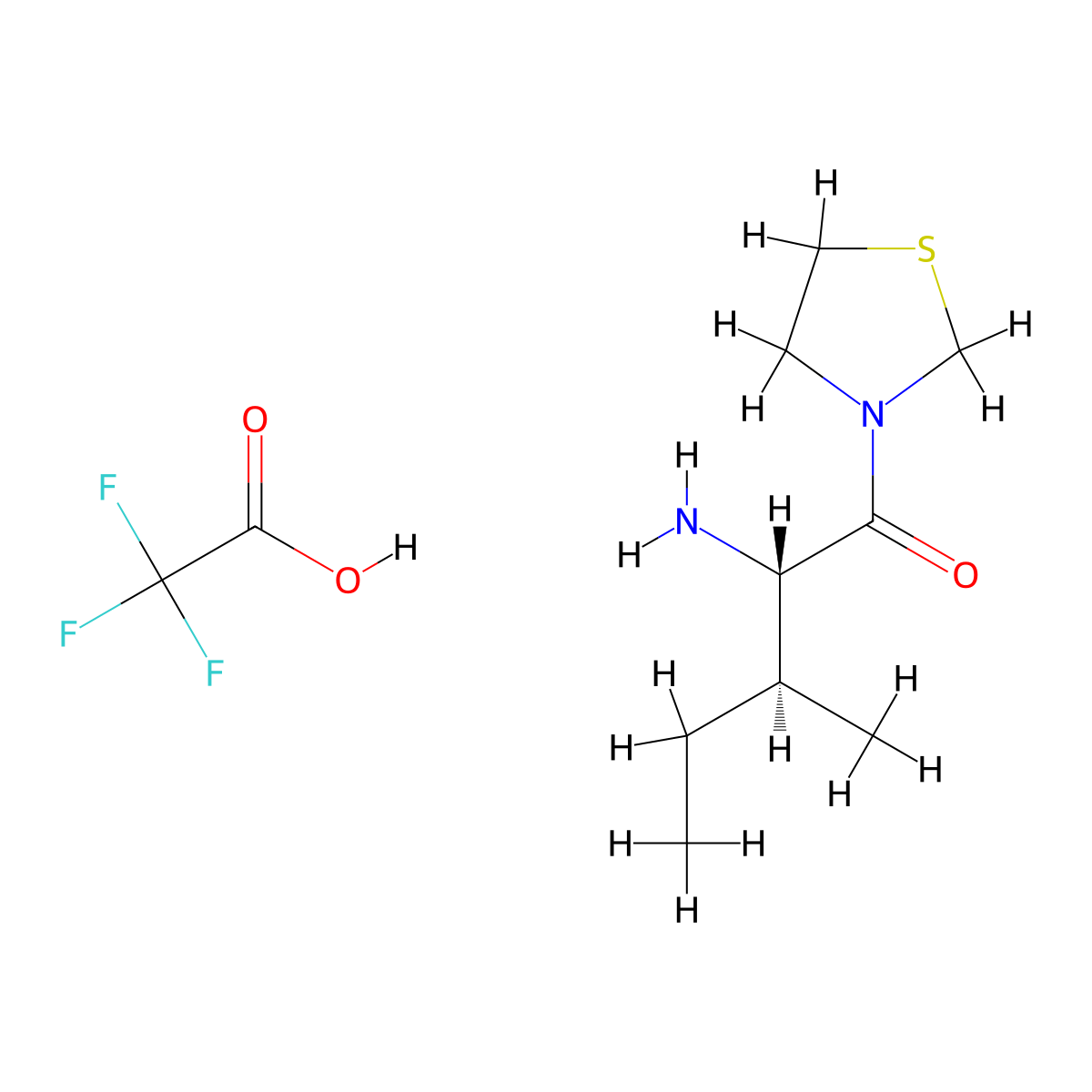 (2S,3S)-2-amino-3-methyl-1-(1,3-thiazolidin-3-yl)pentan-1-one, trifluoroacetic acid molecular structure, CAS 620947-40-2