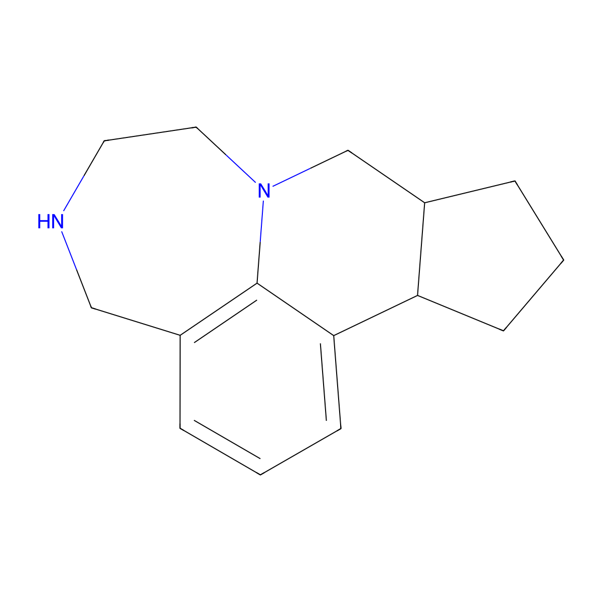 (9aR,12aS)-4,5,6,7,9,9a,10,11,12,12a-Decahydrocyclopenta(4,5)pyrido(3,2,1-jk)(1,4)benzodiazepine molecular structure, CAS 620948-93-8