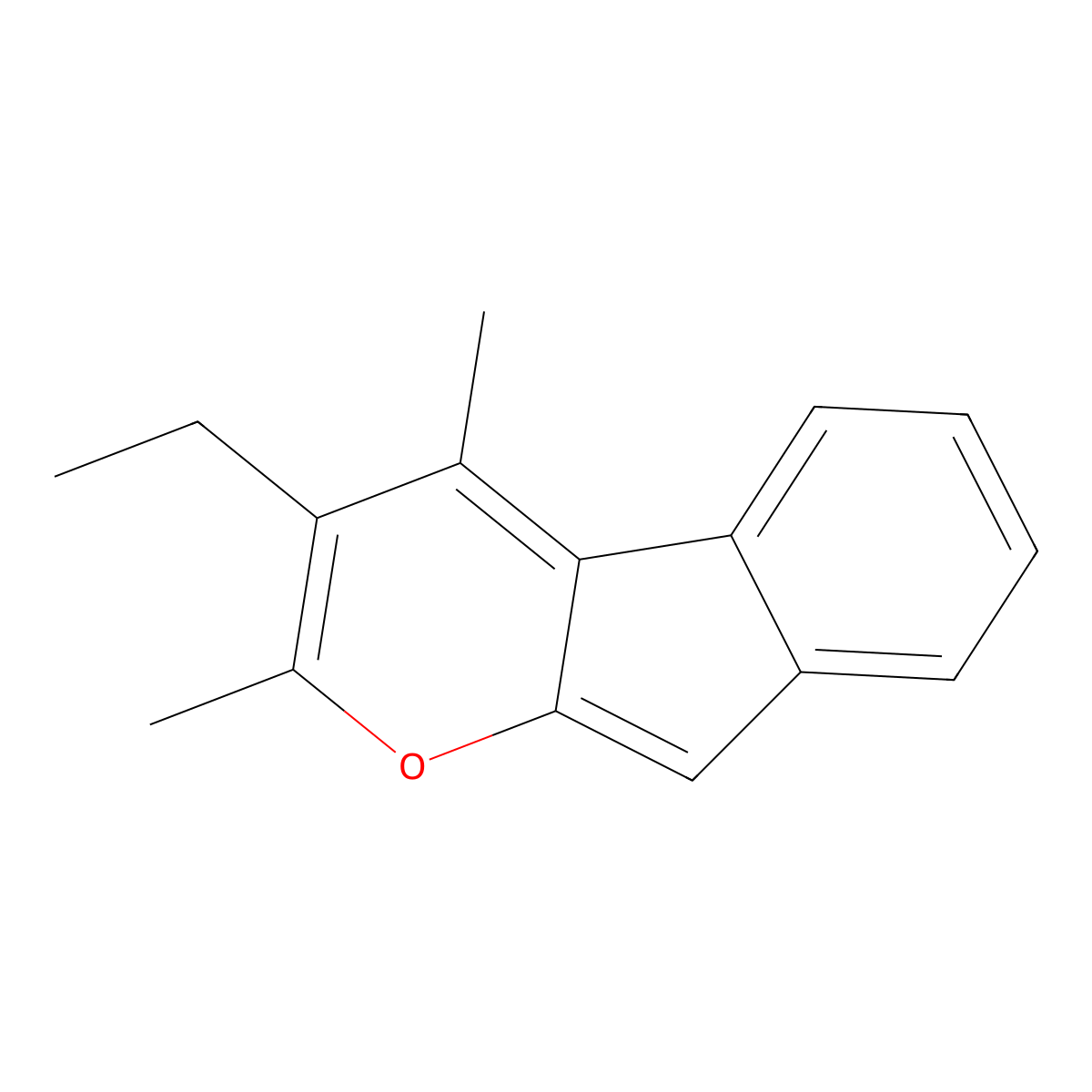 3-Ethyl-2,4-dimethylindeno[2,1-b]pyran molecular structure, CAS 62096-40-6