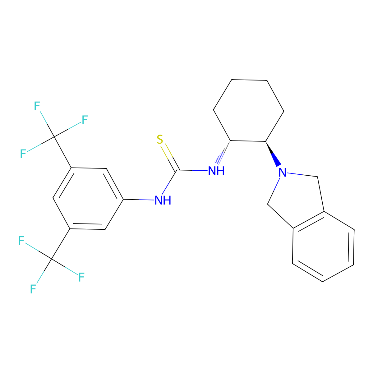 N-[3,5-Bis(trifluoromethyl)phenyl]-N'-[(1R,2R)-2-(1,3-dihydro-2H-isoindol-2-yl)cyclohexyl]thiourea molecular structure, CAS 620960-27-2