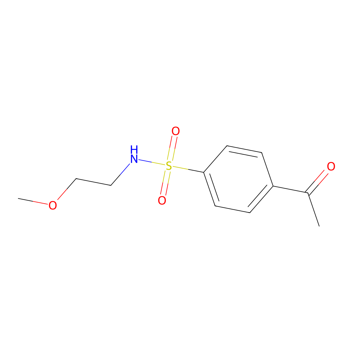 4-acetyl-N-(2-methoxyethyl)benzenesulfonamide molecular structure, CAS 620986-46-1