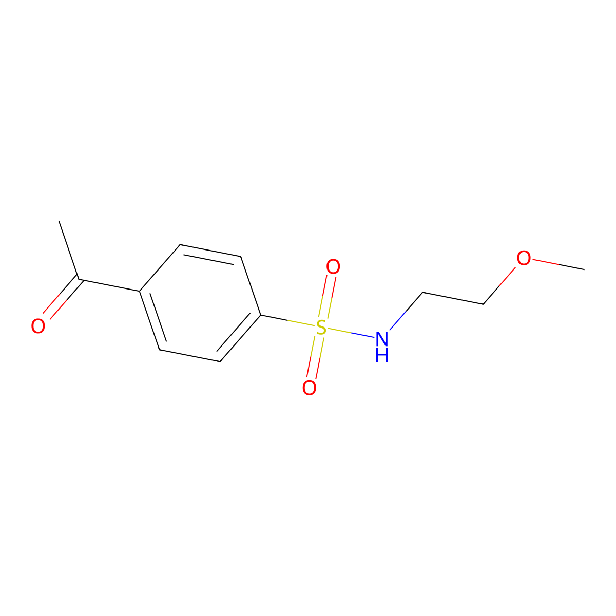 4-acetyl-N-(2-methoxyethyl)benzenesulfonamide molecular structure, CAS 620986-46-1