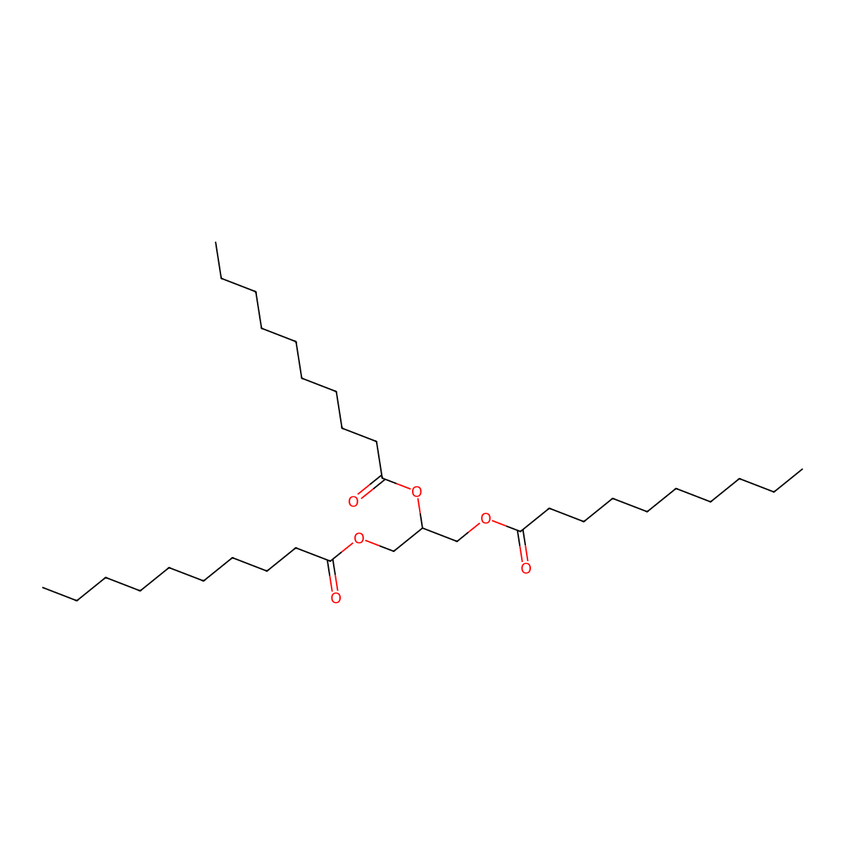 Tricaprin molecular structure, CAS 621-71-6