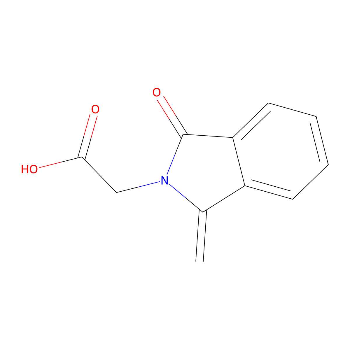 2-(1-methylidene-3-oxo-2,3-dihydro-1H-isoindol-2-yl)acetic acid molecular structure, CAS 62100-28-1