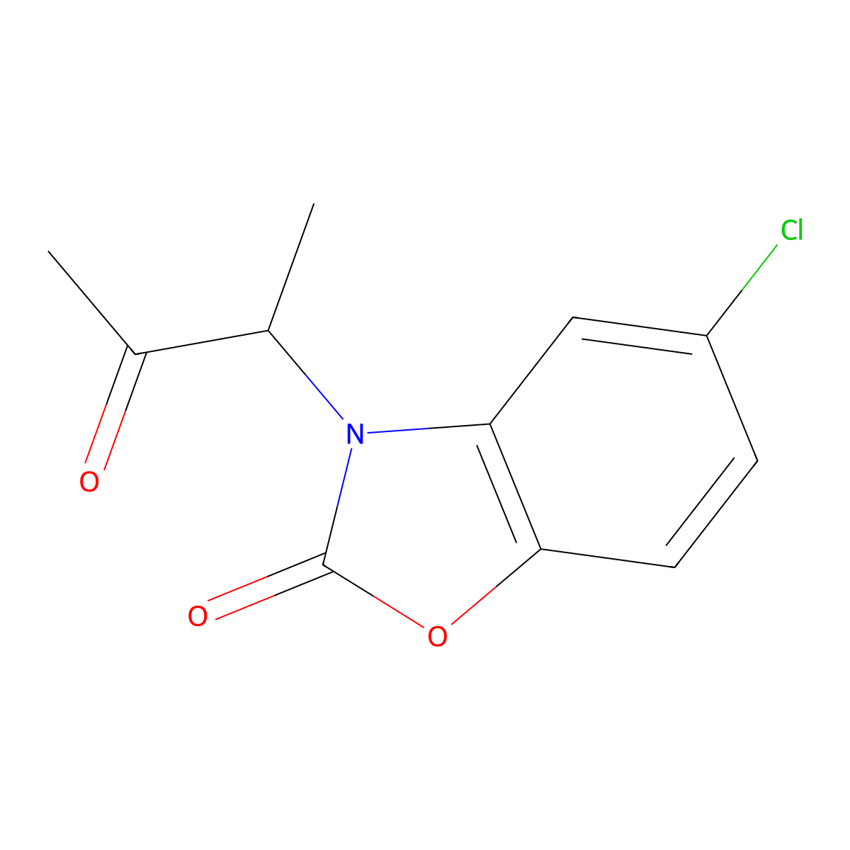2(3H)-Benzoxazolone, 5-chloro-3-(1-methyl-2-oxopropyl)- molecular structure, CAS 62104-04-5