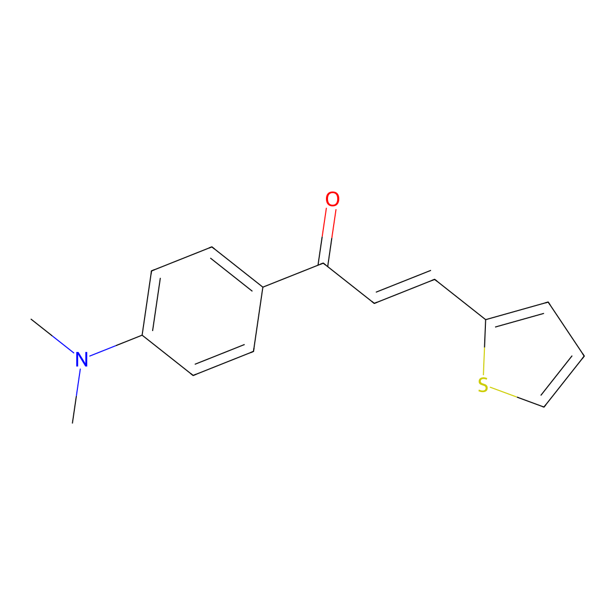 1-[4-(Dimethylamino)phenyl]-3-(thiophen-2-yl)prop-2-en-1-one molecular structure, CAS 62105-58-2