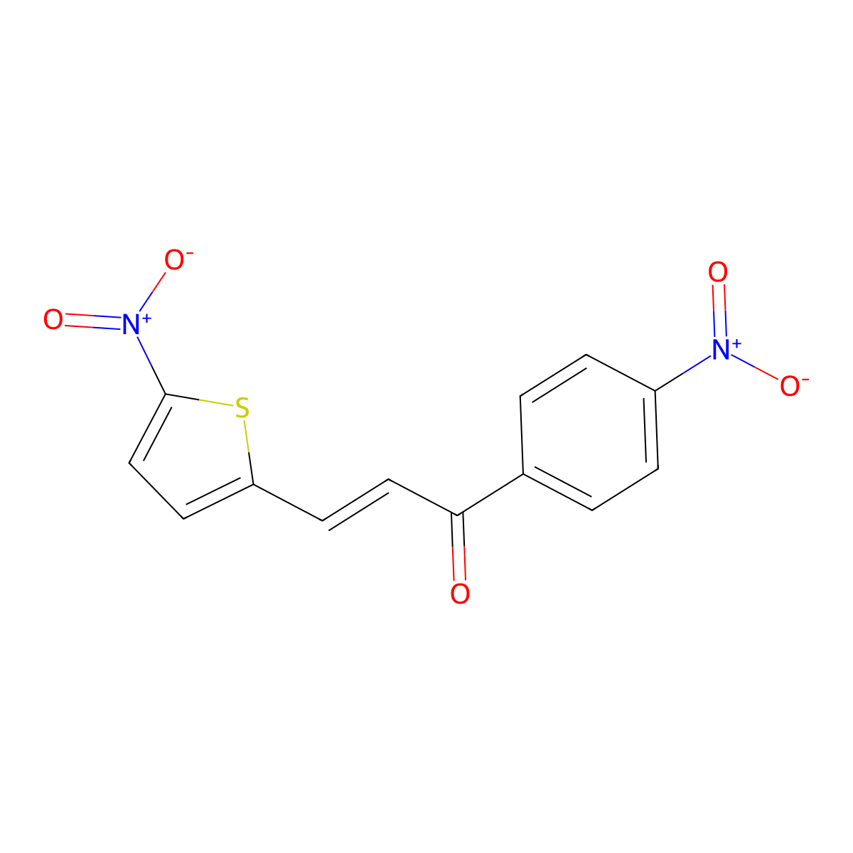 1-(4-Nitrophenyl)-3-(5-nitrothiophen-2-yl)prop-2-en-1-one molecular structure, CAS 62105-60-6