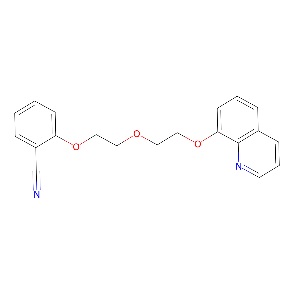 Benzonitrile, 2-[2-[2-(8-quinolinyloxy)ethoxy]ethoxy]- molecular structure, CAS 62107-88-4