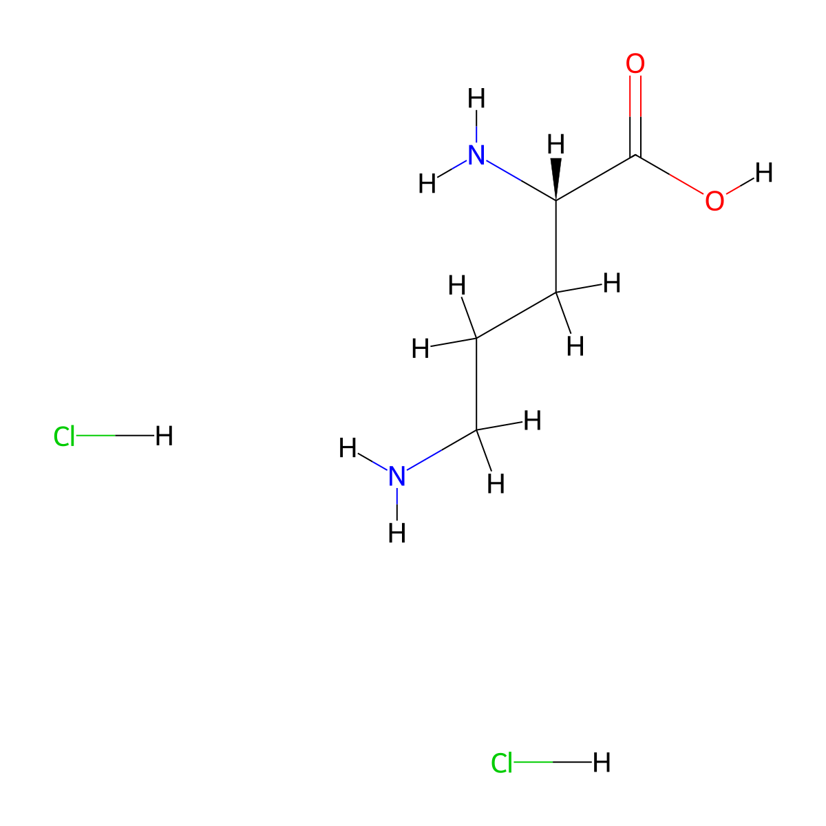 L-Ornithine, hydrochloride (1:2) molecular structure, CAS 6211-16-1