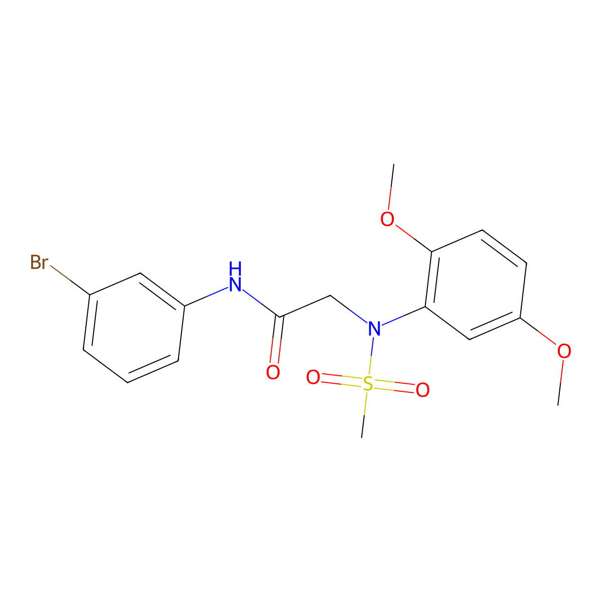 N-(3-bromophenyl)-2-[2,5-dimethoxy(methylsulfonyl)anilino]acetamide molecular structure, CAS 6211-51-4