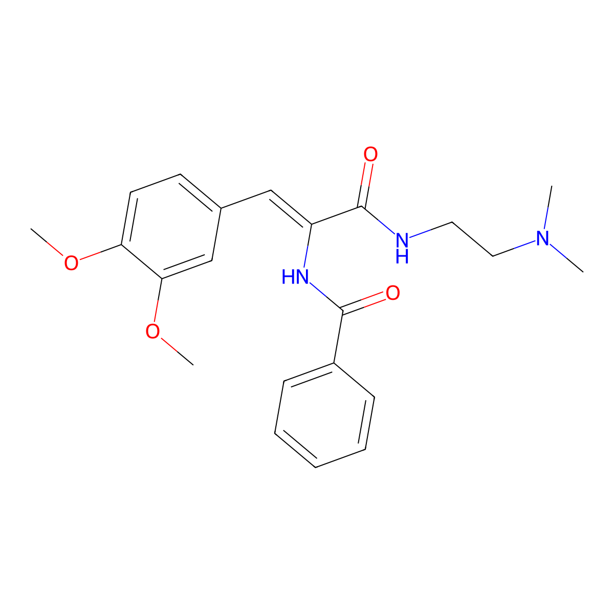 N-[1-(3,4-Dimethoxyphenyl)-3-{[2-(dimethylamino)ethyl]amino}-3-oxoprop-1-en-2-yl]benzamide molecular structure, CAS 6211-88-7