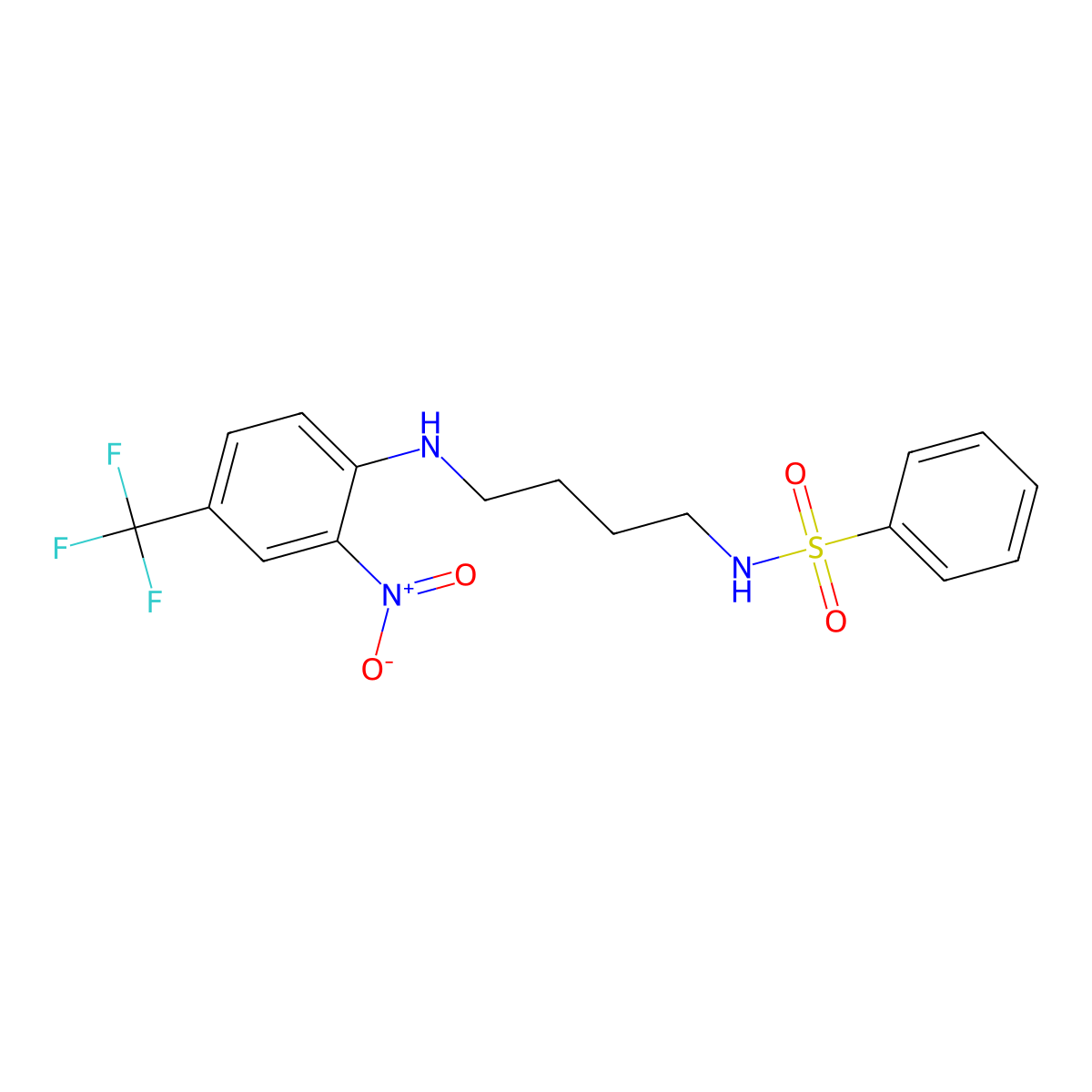 N-[4-[2-nitro-4-(trifluoromethyl)anilino]butyl]benzenesulfonamide molecular structure, CAS 6212-21-1