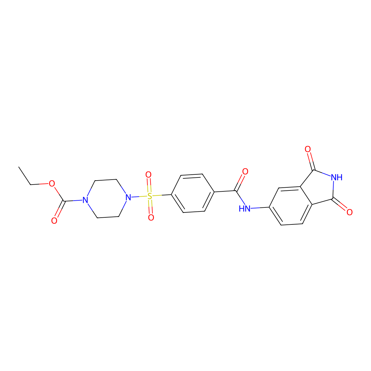 Ethyl 4-((4-((1,3-dioxoisoindolin-5-yl)carbamoyl)phenyl)sulfonyl)piperazine-1-carboxylate molecular structure, CAS 6212-26-6