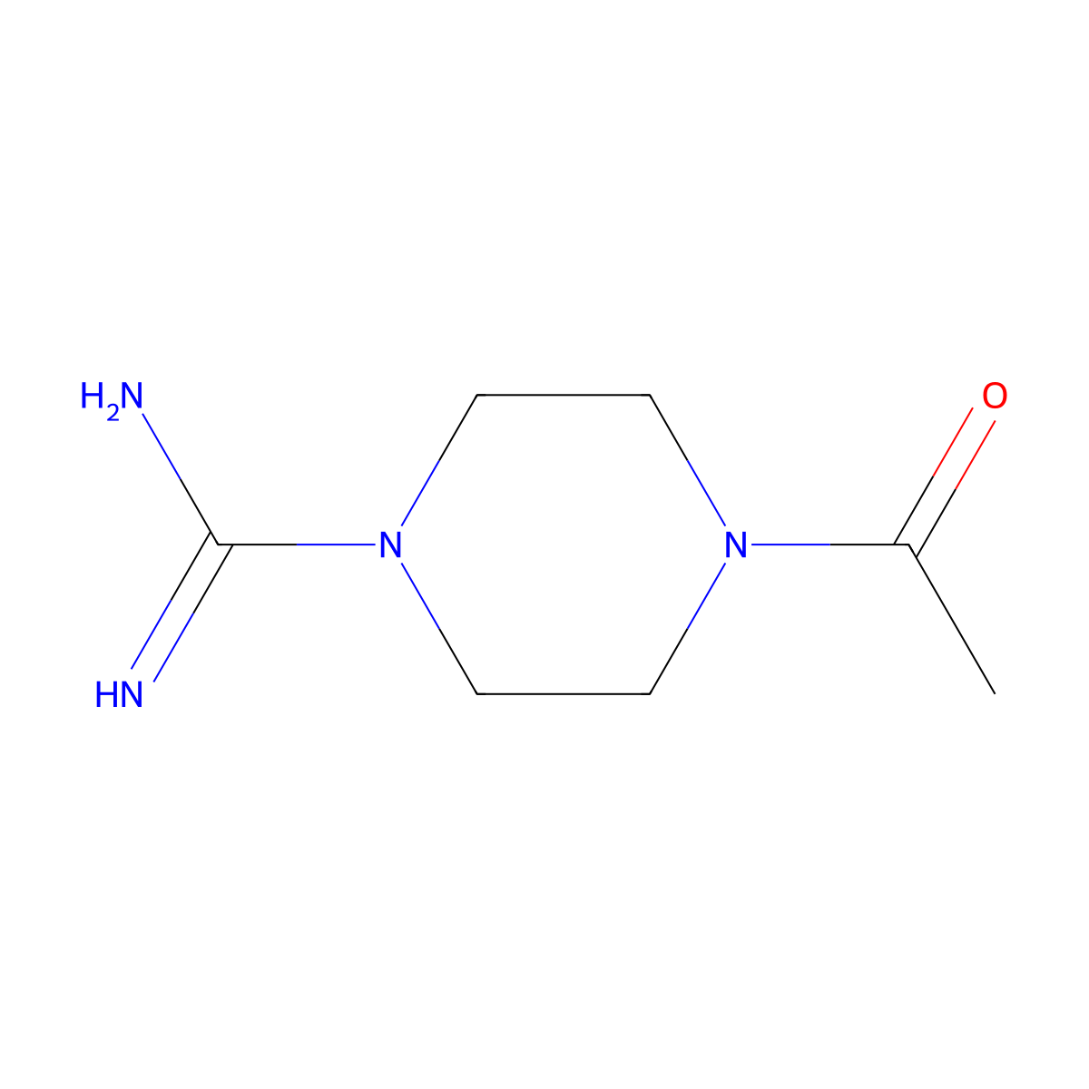 4-Acetylpiperazine-1-carboximidamide molecular structure, CAS 62122-70-7