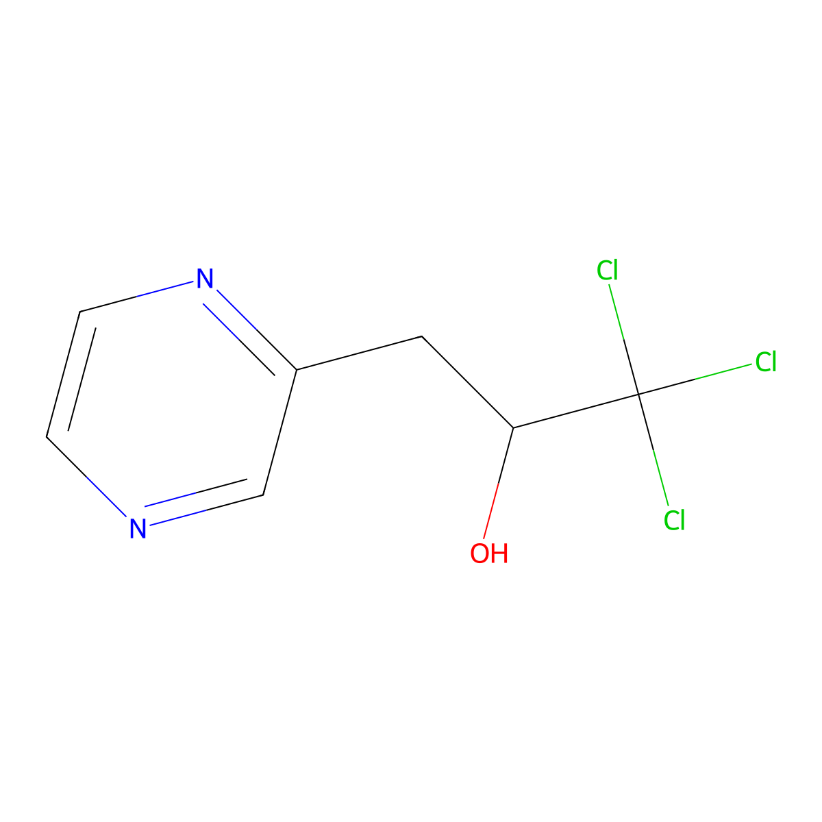 1,1,1-Trichloro-3-pyrazin-2-ylpropan-2-ol molecular structure, CAS 62124-85-0