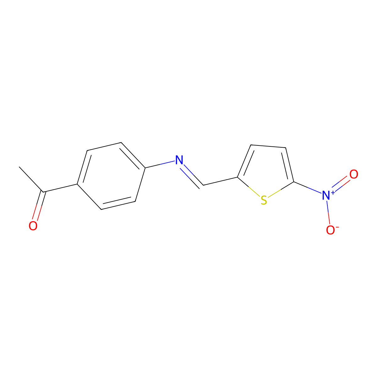 Ethanone, 1-[4-[[(5-nitro-2-thienyl)methylene]amino]phenyl]- molecular structure, CAS 62127-98-4