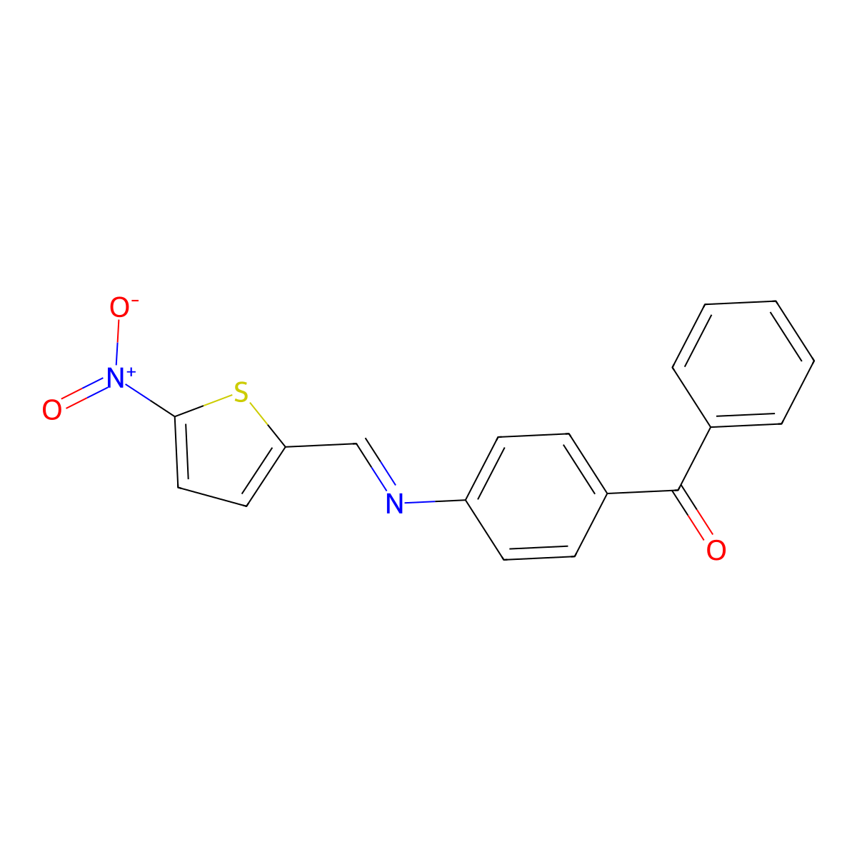 Methanone, [4-[[(5-nitro-2-thienyl)methylene]amino]phenyl]phenyl- molecular structure, CAS 62127-99-5