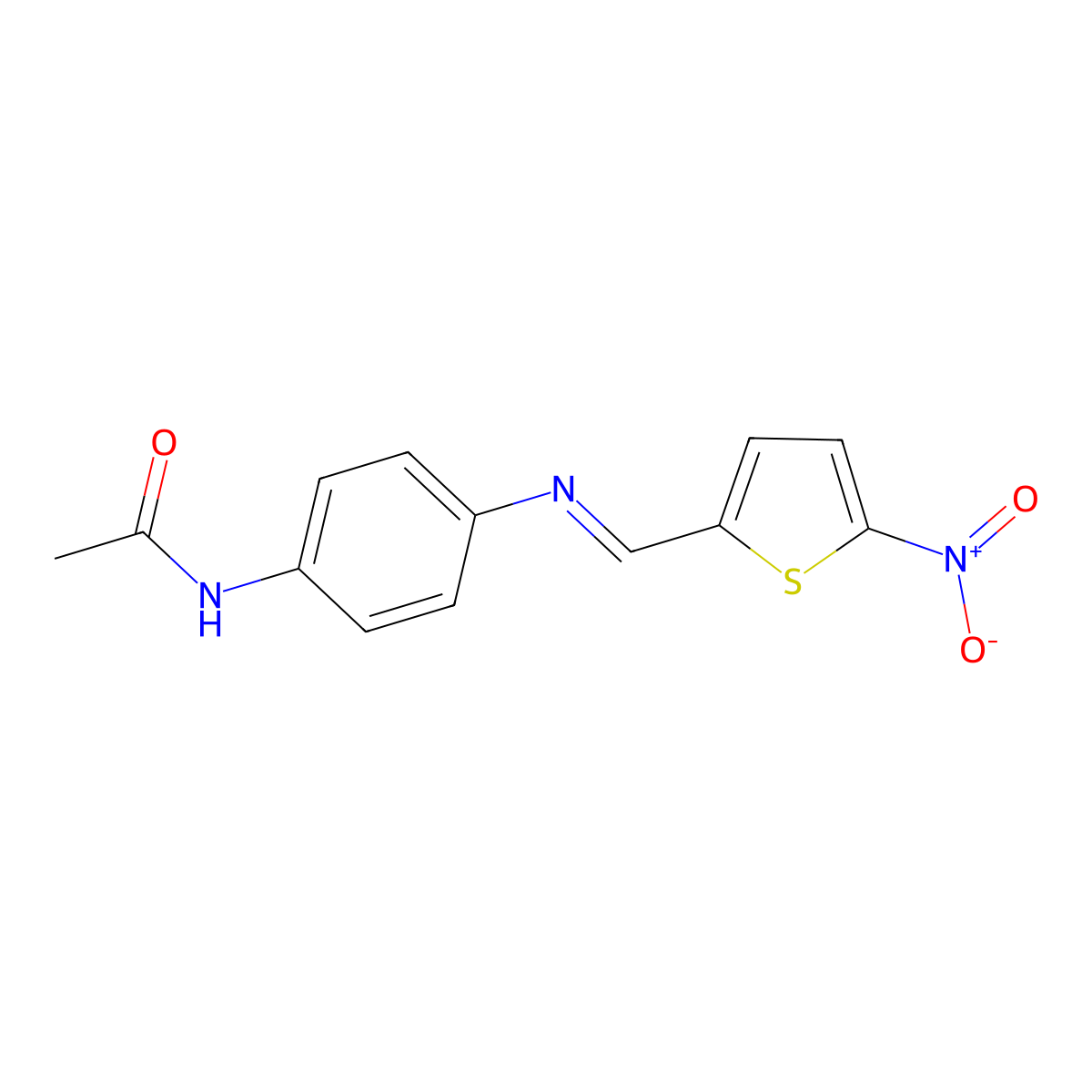 N-[4-[(5-nitrothiophen-2-yl)methylideneamino]phenyl]acetamide molecular structure, CAS 62128-05-6