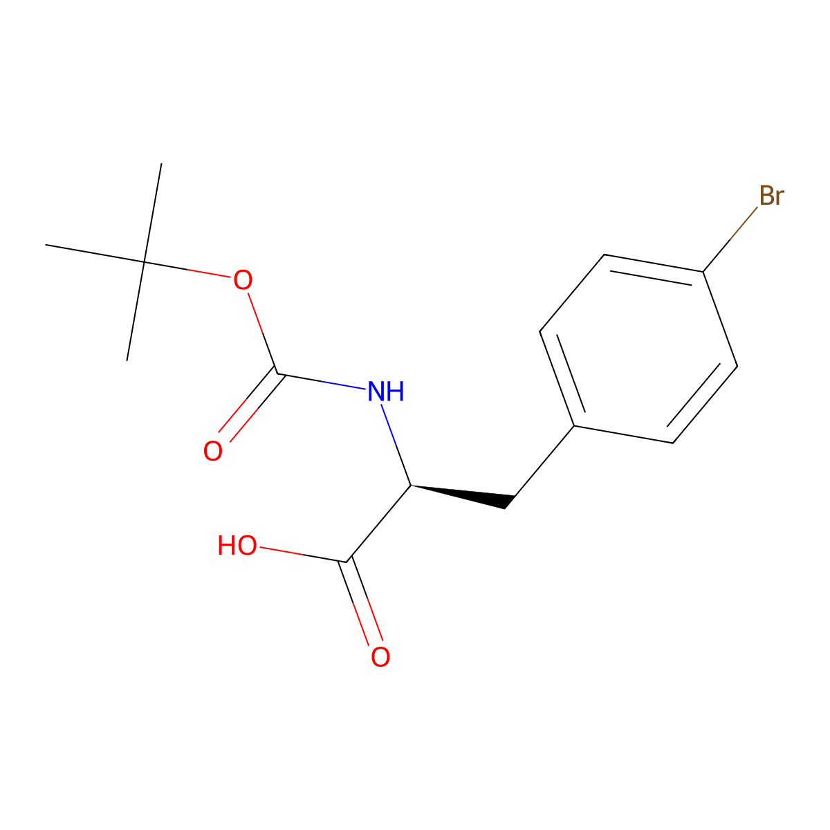 (2S)-3-(4-bromophenyl)-2-{[(tert-butoxy)carbonyl]amino}propanoic acid molecular structure, CAS 62129-39-9