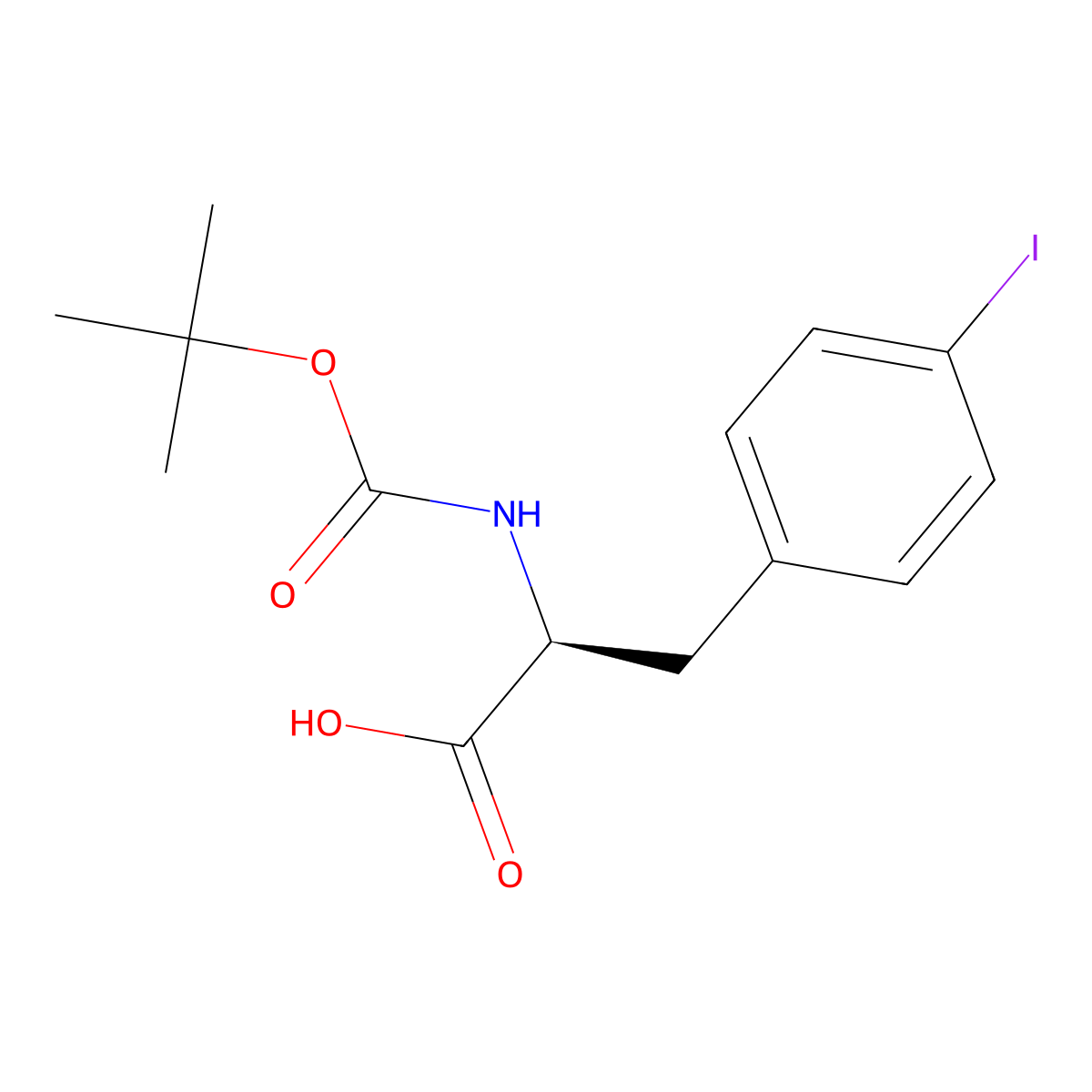 (2S)-2-{[(tert-butoxy)carbonyl]amino}-3-(4-iodophenyl)propanoic acid molecular structure, CAS 62129-44-6