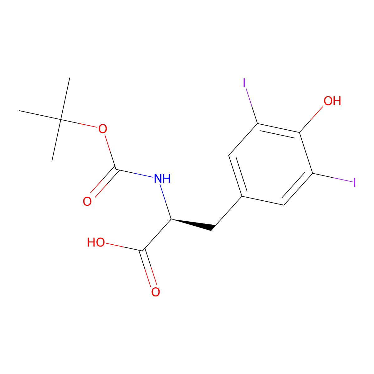 Boc-3,5-diiodo-L-tyrosine molecular structure, CAS 62129-53-7