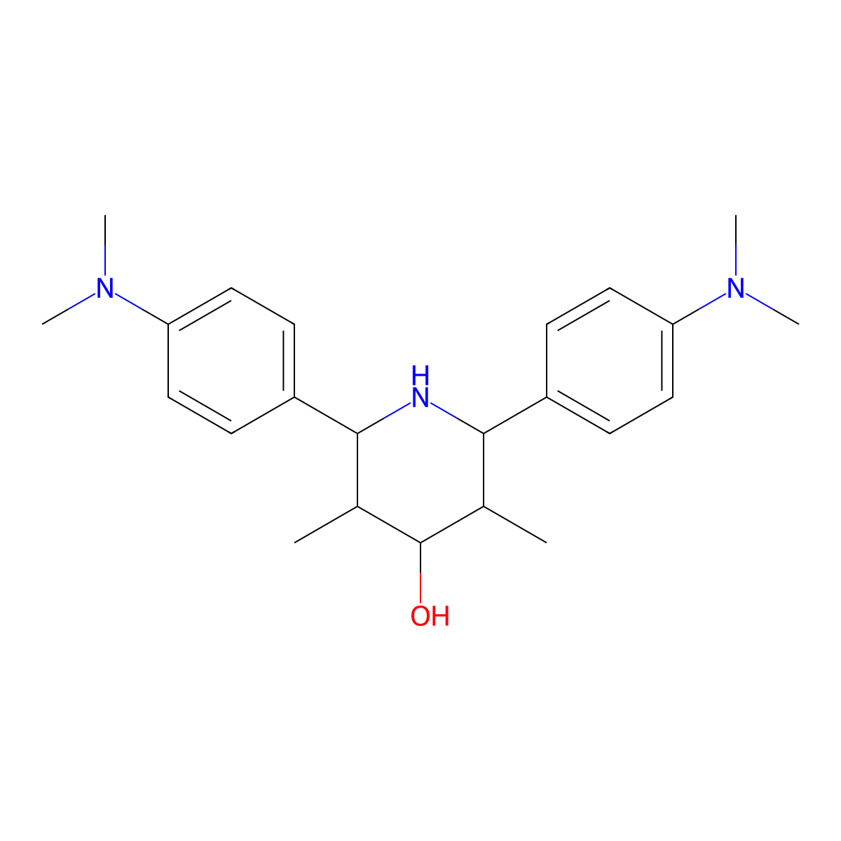 2,6-Bis[4-(dimethylamino)phenyl]-3,5-dimethylpiperidin-4-OL molecular structure, CAS 6213-35-0
