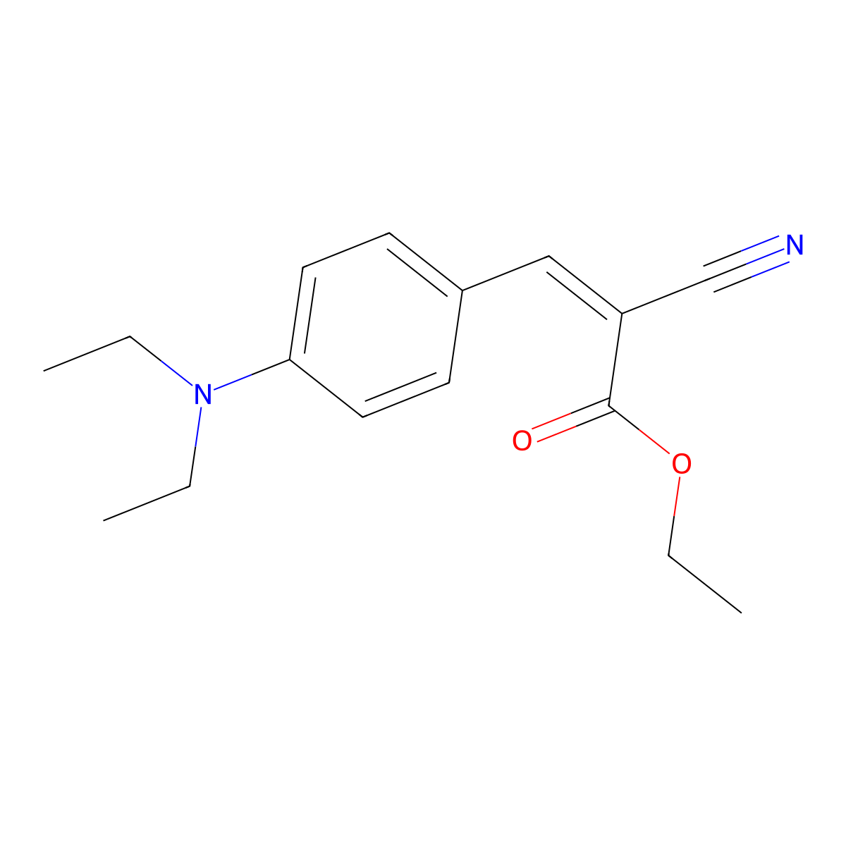 Ethyl alpha-cyano-4-(diethylamino)cinnamate molecular structure, CAS 62134-40-1