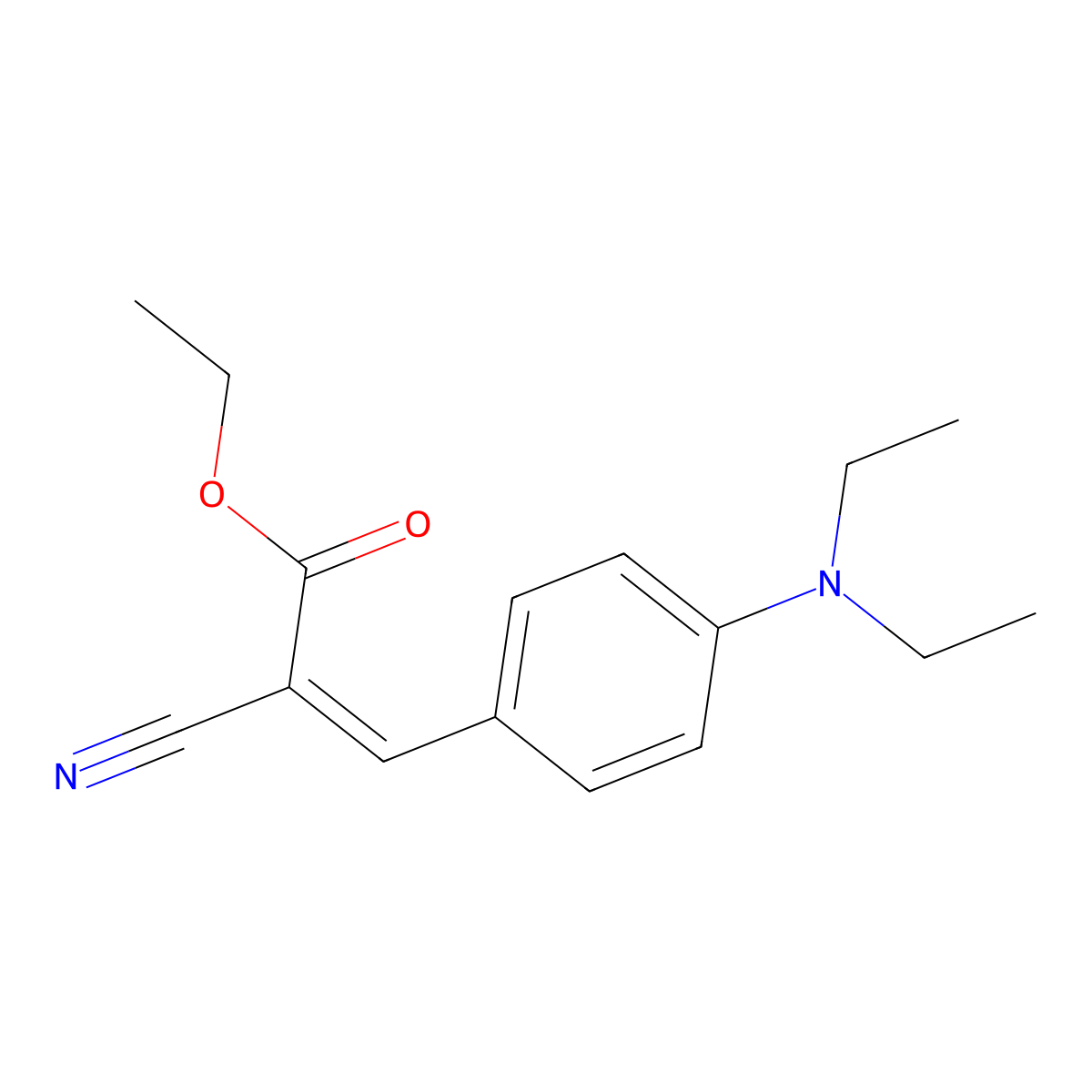 Ethyl alpha-cyano-4-(diethylamino)cinnamate molecular structure, CAS 62134-40-1