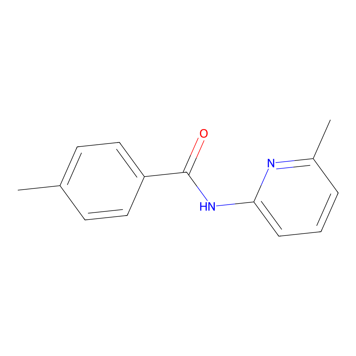Benzamide, 4-methyl-N-(6-methyl-2-pyridinyl)- molecular structure, CAS 62135-67-5