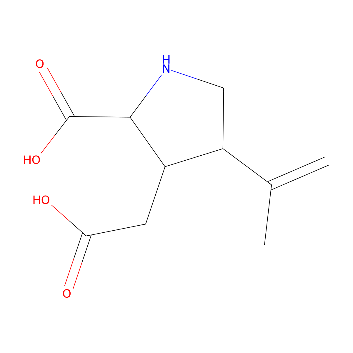 2-Carboxy-4-(1-methylethenyl)-3-pyrrolidineacetic acid molecular structure, CAS 62137-25-1