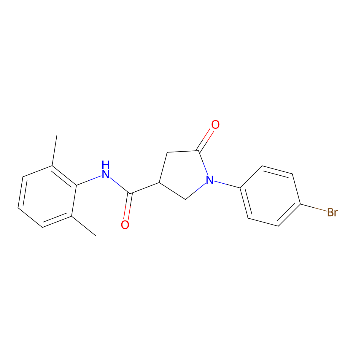 1-(4-bromophenyl)-N-(2,6-dimethylphenyl)-5-oxopyrrolidine-3-carboxamide molecular structure, CAS 6214-14-8