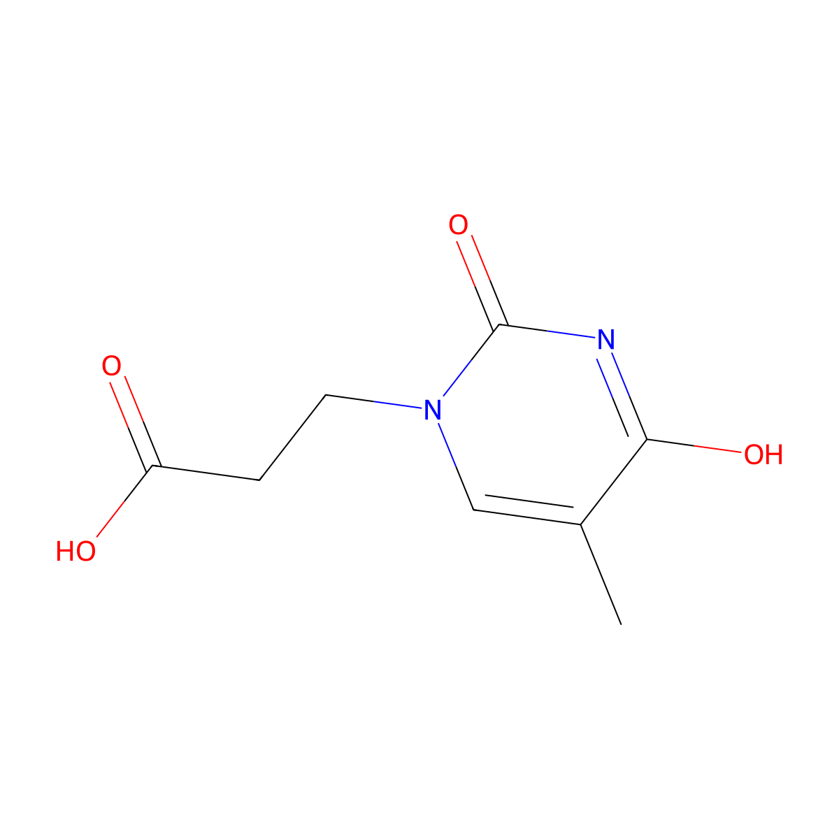 3-(5-methyl-2,4-dioxo-3,4-dihydropyrimidin-1(2H)-yl)propanoic acid molecular structure, CAS 6214-59-1