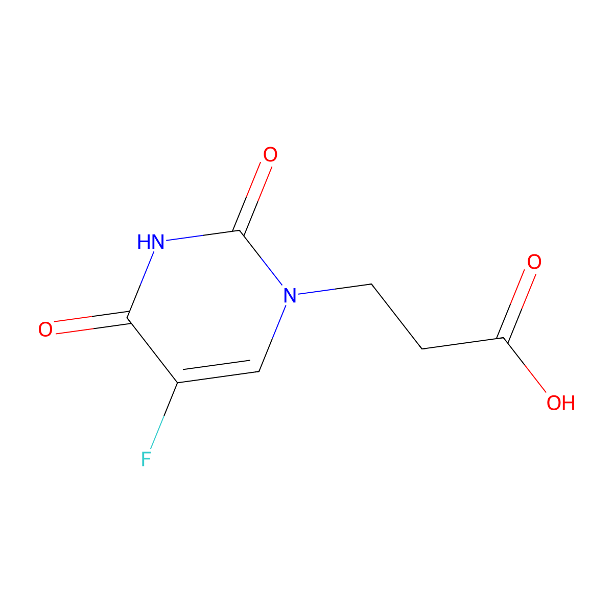 5-Fluoro-3,4-dihydro-2,4-dioxo-1(2H)-pyrimidinepropanoic acid molecular structure, CAS 6214-60-4